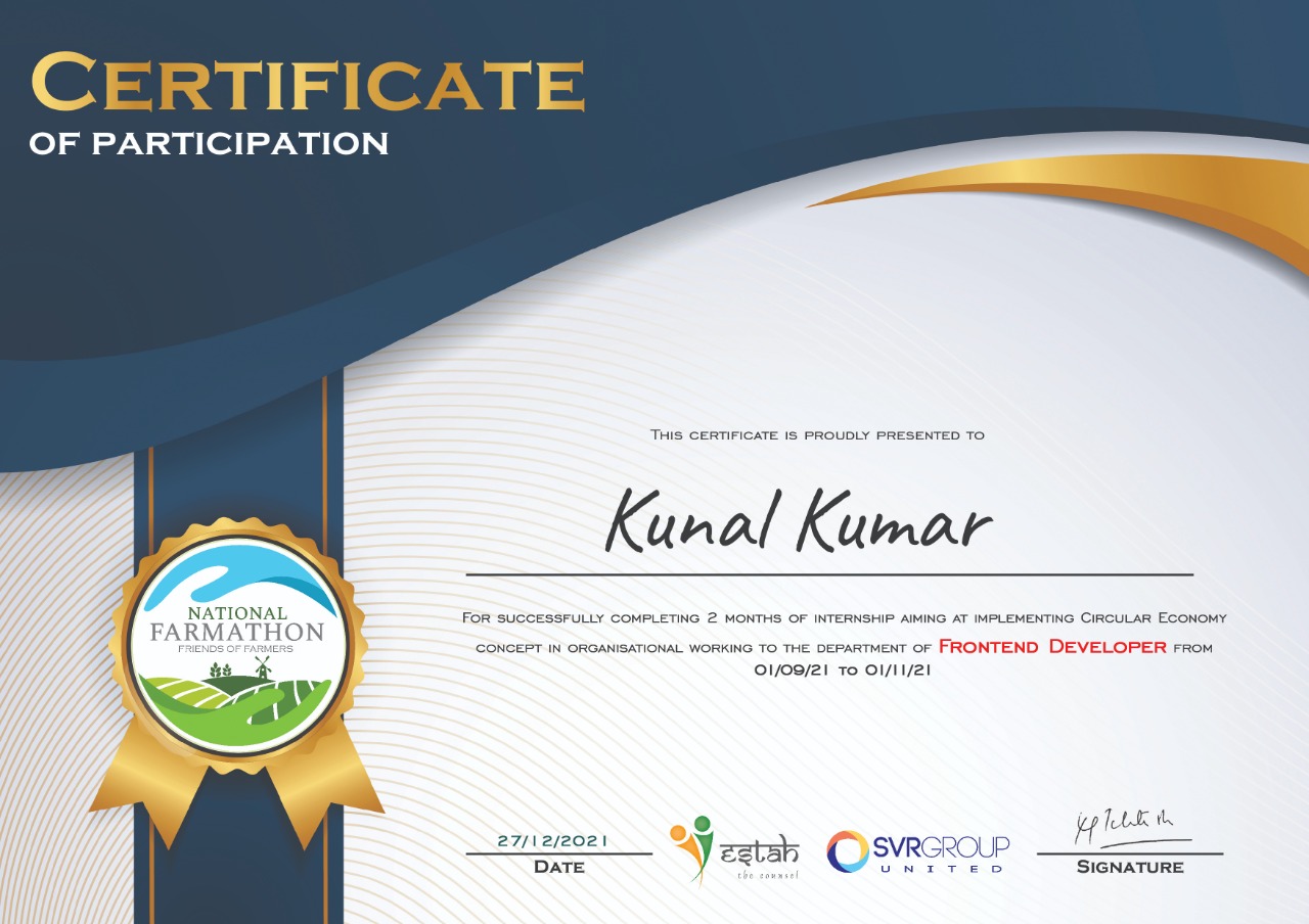 Internship Certificate